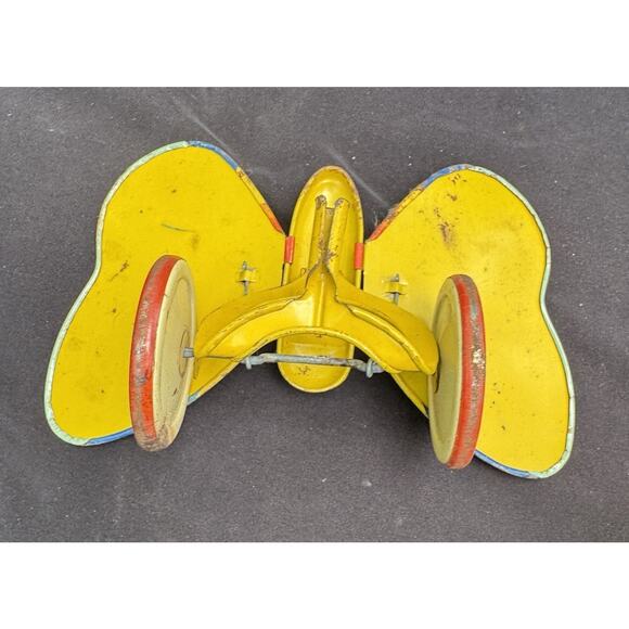 Vtg 1950’s J. Chein & Co. Tin Litho Butterfly Push Toy w Stick Flaps Wings- T24 - Picture 5 of 11